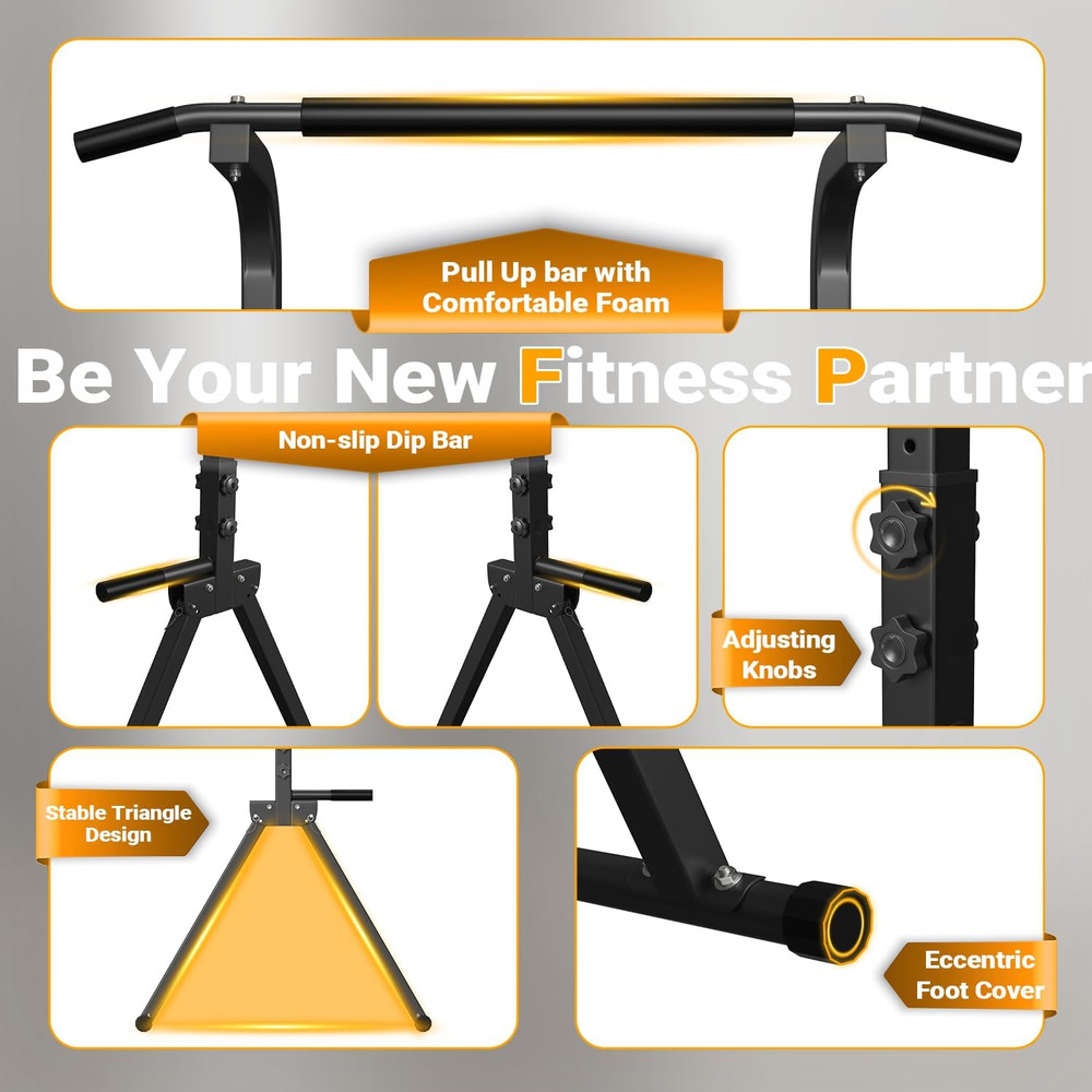 YYJO Foldable Pull up Bar Free Standing Multi-Function Power Tower Dip Bar with