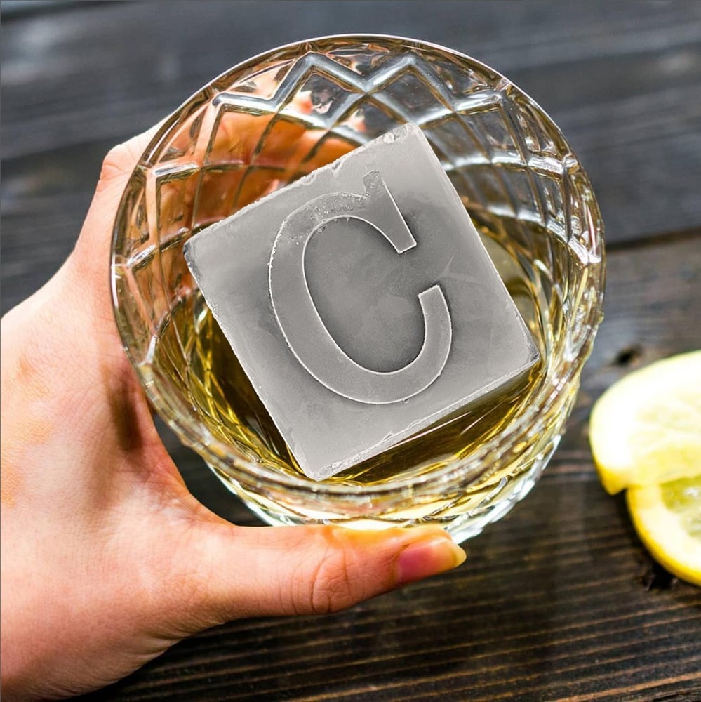 Letter C Monogram Ice Cube Mold Custom Ice Cube Mold 2 Inch Big Initials Sili...