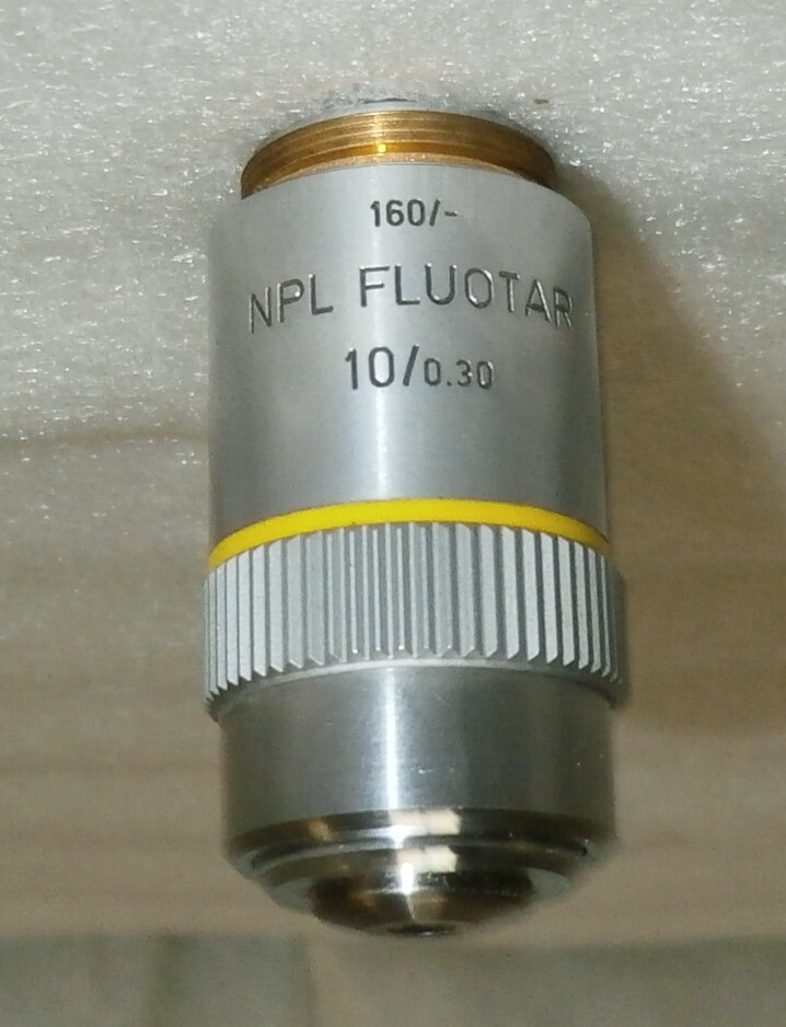 MICROSCOPE NPL FLUOTAR 10/0.30 160/- OBJECTIVE LENS - 10x