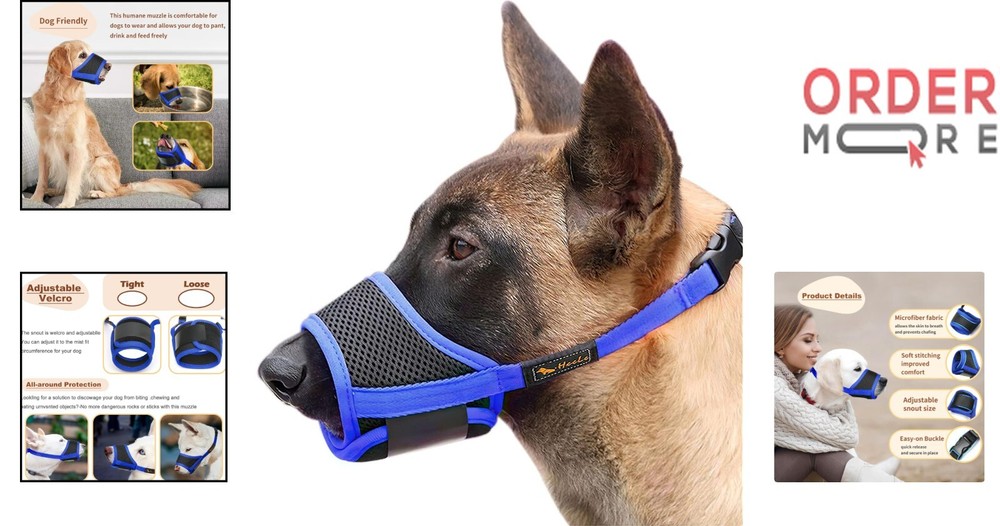 Nylon Dog Muzzle Breathable Adjustable Small Medium Large Barking Bite Preven...