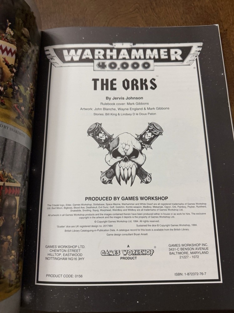 GW Warhammer 40K Codex Orks (2nd Ed) 1994