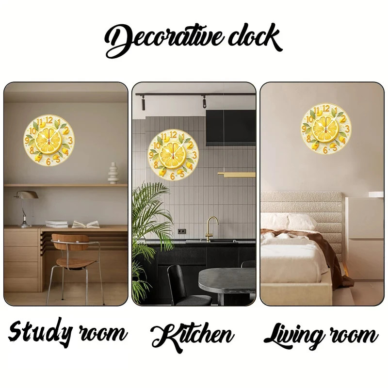 Modern 25cm Wall Clock - Lemon Fruit Home Design 2D