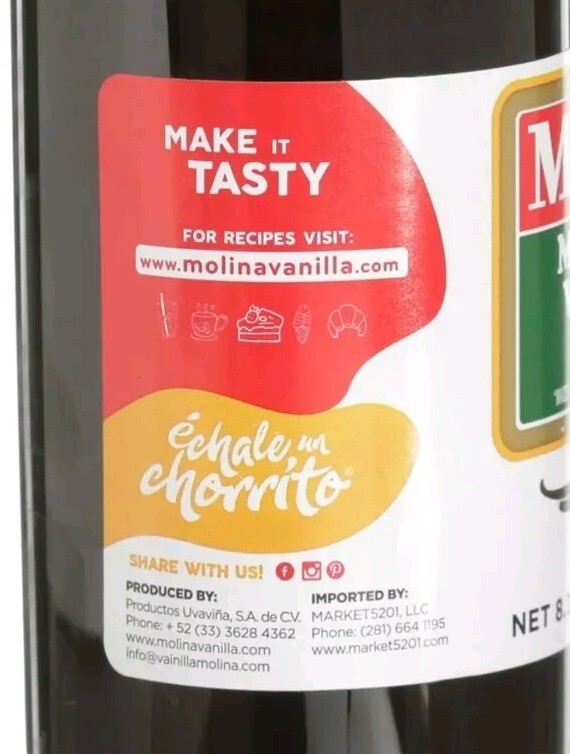 Molina Mexican Vanilla Blend Extract Original, 8.4 2pc