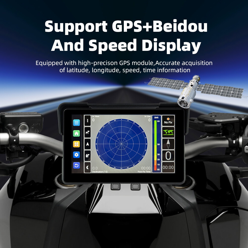 7"IPS Screen Portable Motorcycle Navigation Wireless Carplay Waterproof GPS WiFi