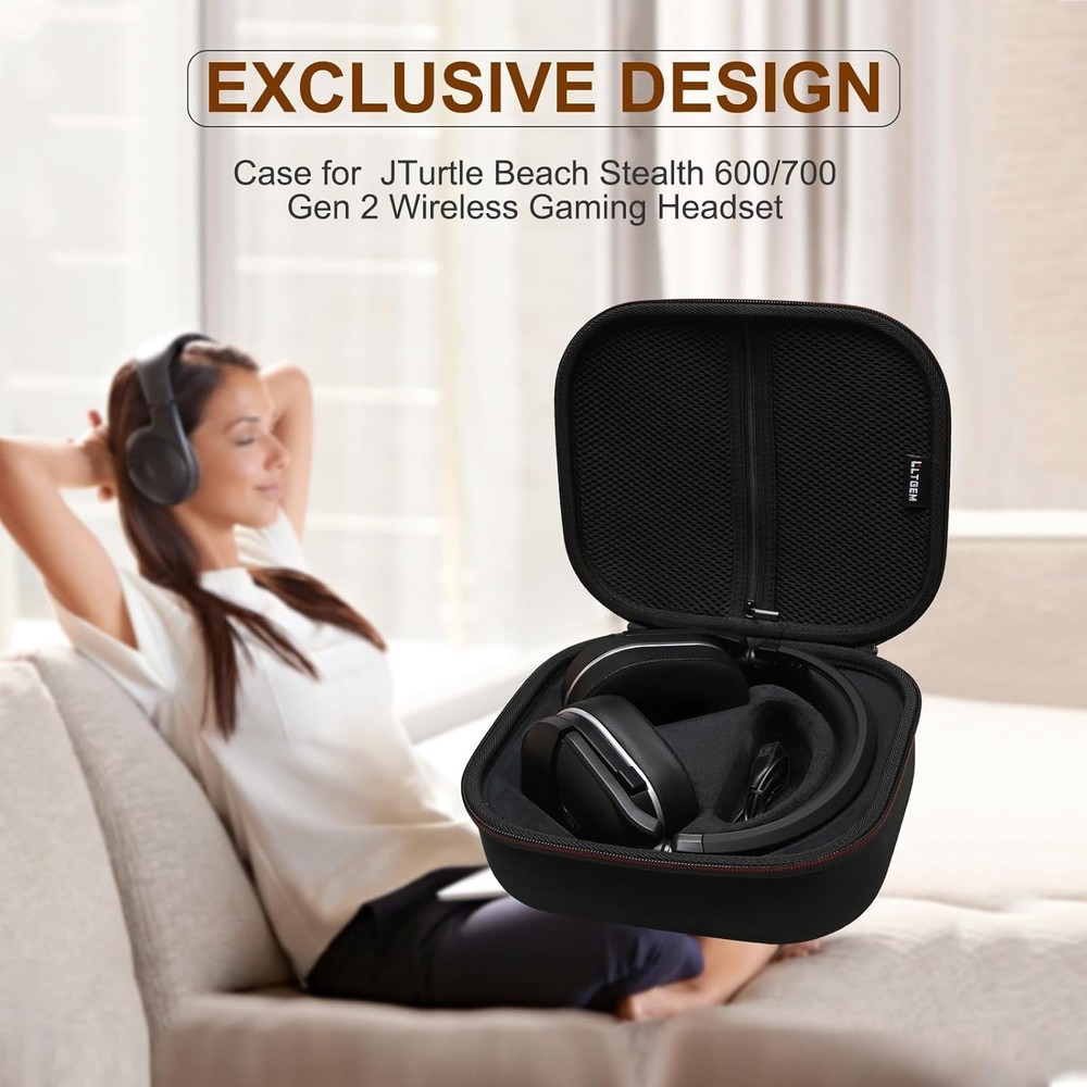 Durable LTGEM Protective Case for Turtle Beach Stealth Wireless Headsets - Black