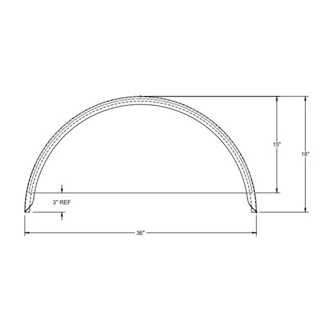 2 Pack - 32x10.75" Single Axle Smooth Aluminum Trailer Fenders with Back Plates