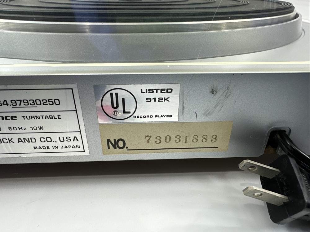 Sears performance turntable 564 97930250 record player vintage