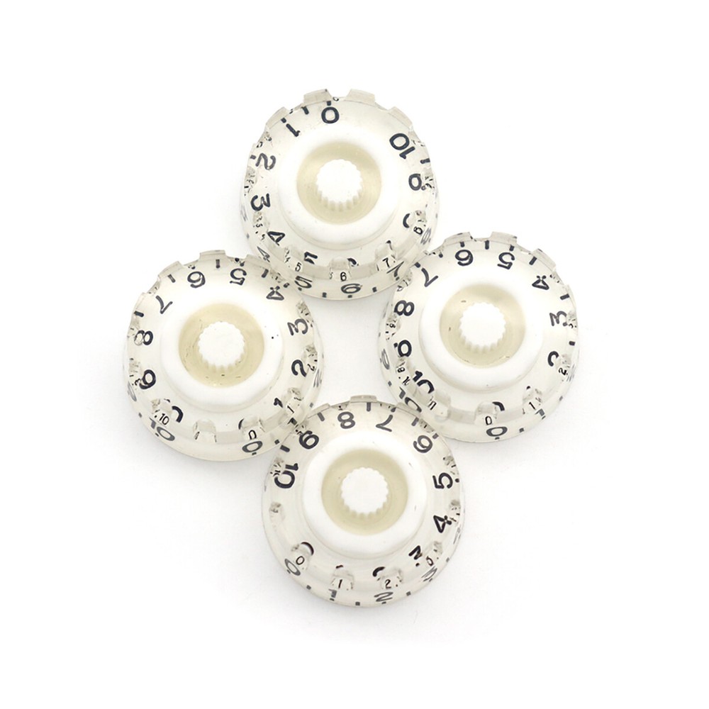 4Pcs White Knurled Guitar Knobs Volume Tone Speed Control Knobs for guitar bass