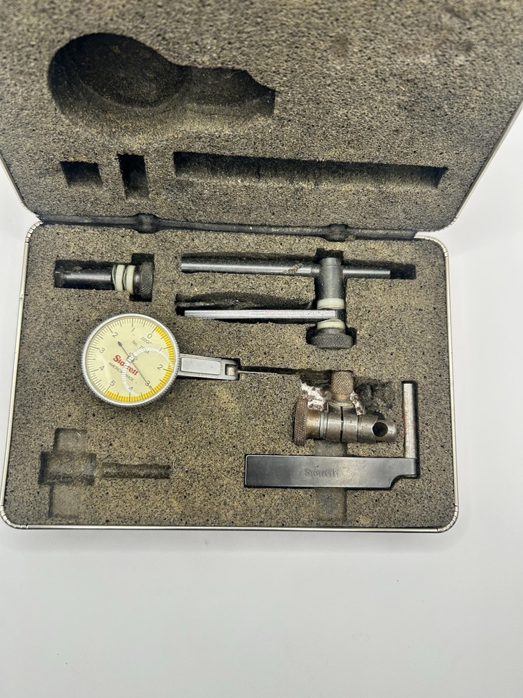 STARRETT #708-A DIAL TEST INDICATOR W/ATTACHMENTS, DOVE TAIL MOUNT,