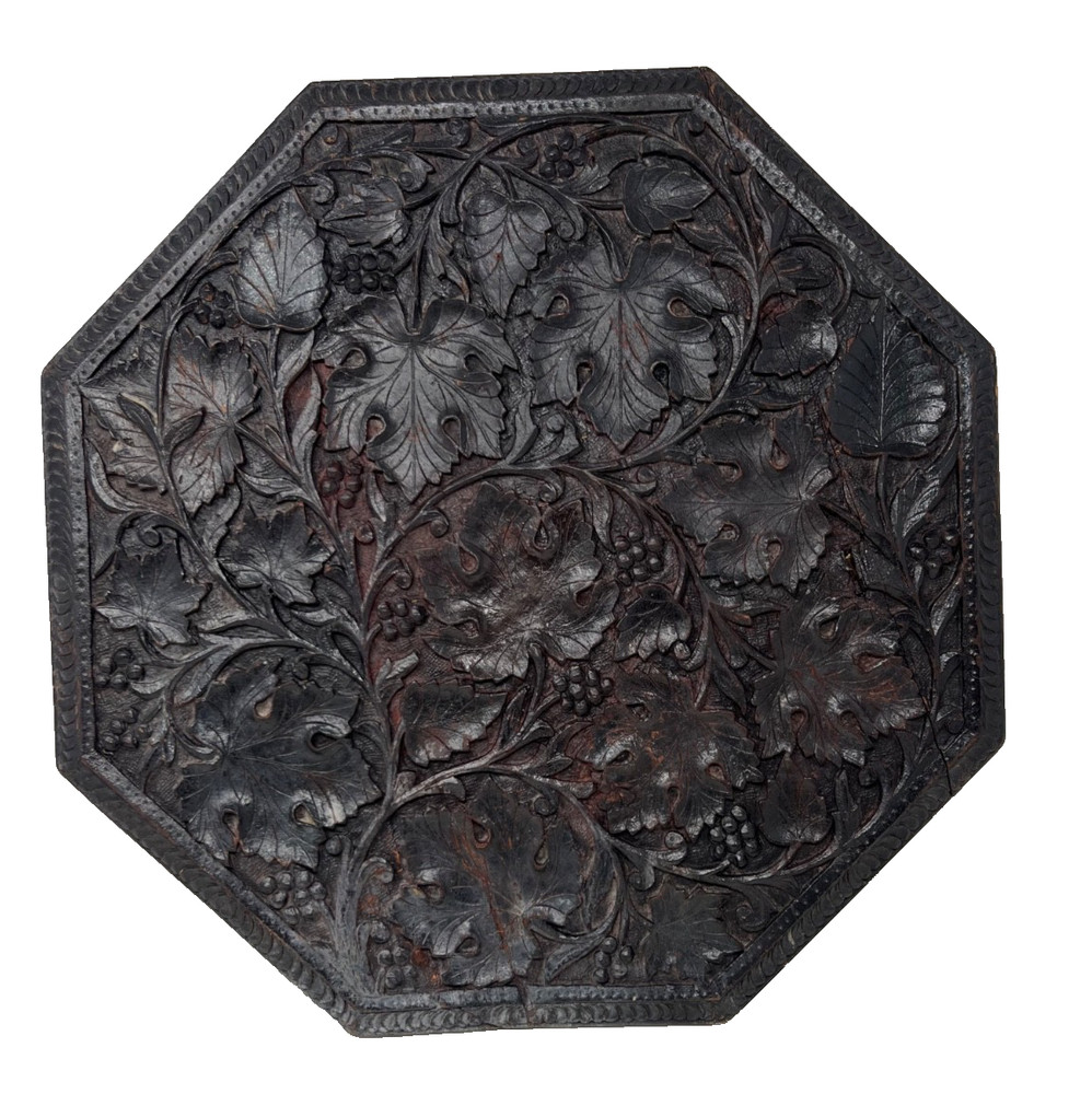 Antique Hand Carved Sheesham Octagon Folding Table