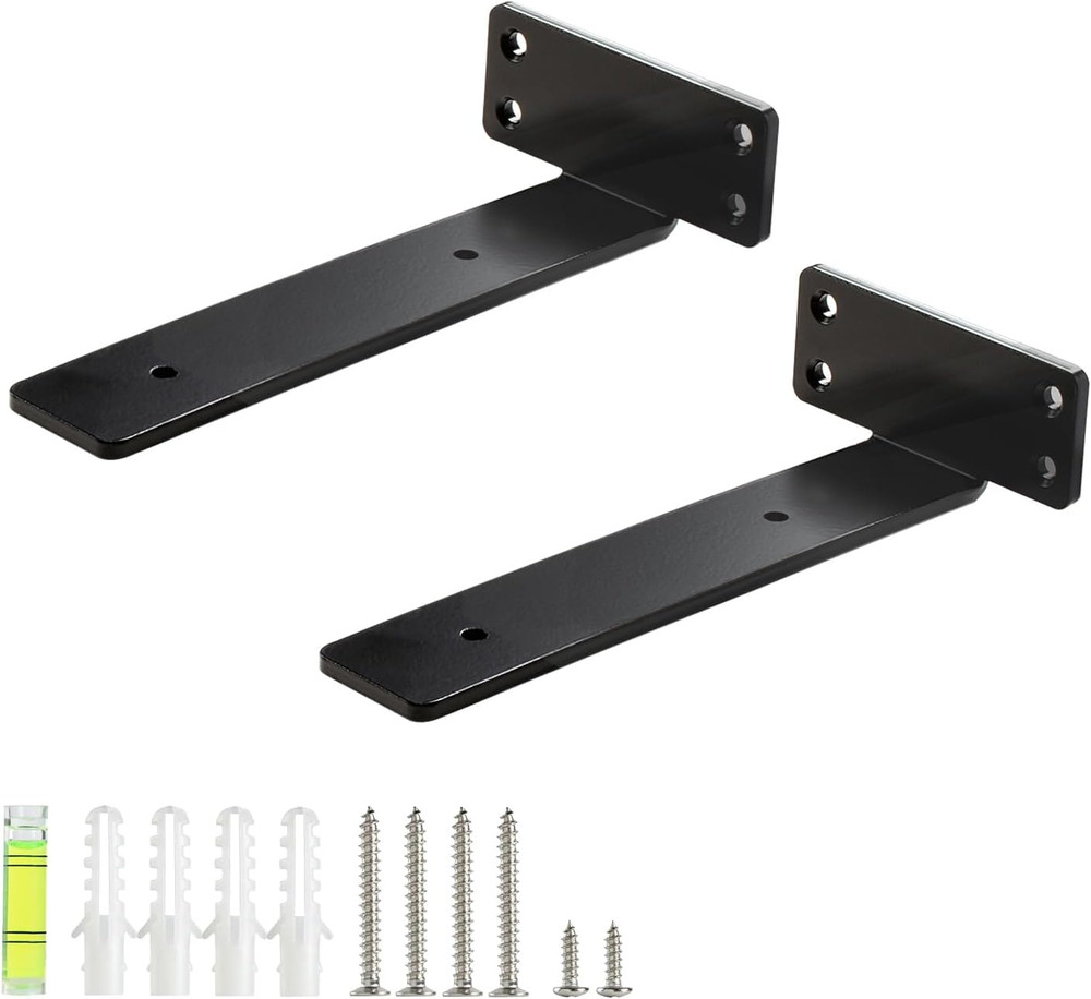 Floating Shelf Bracket 6 Inch,2 Pack Heavy Duty Shelf Brackets,L Brackets for Sh