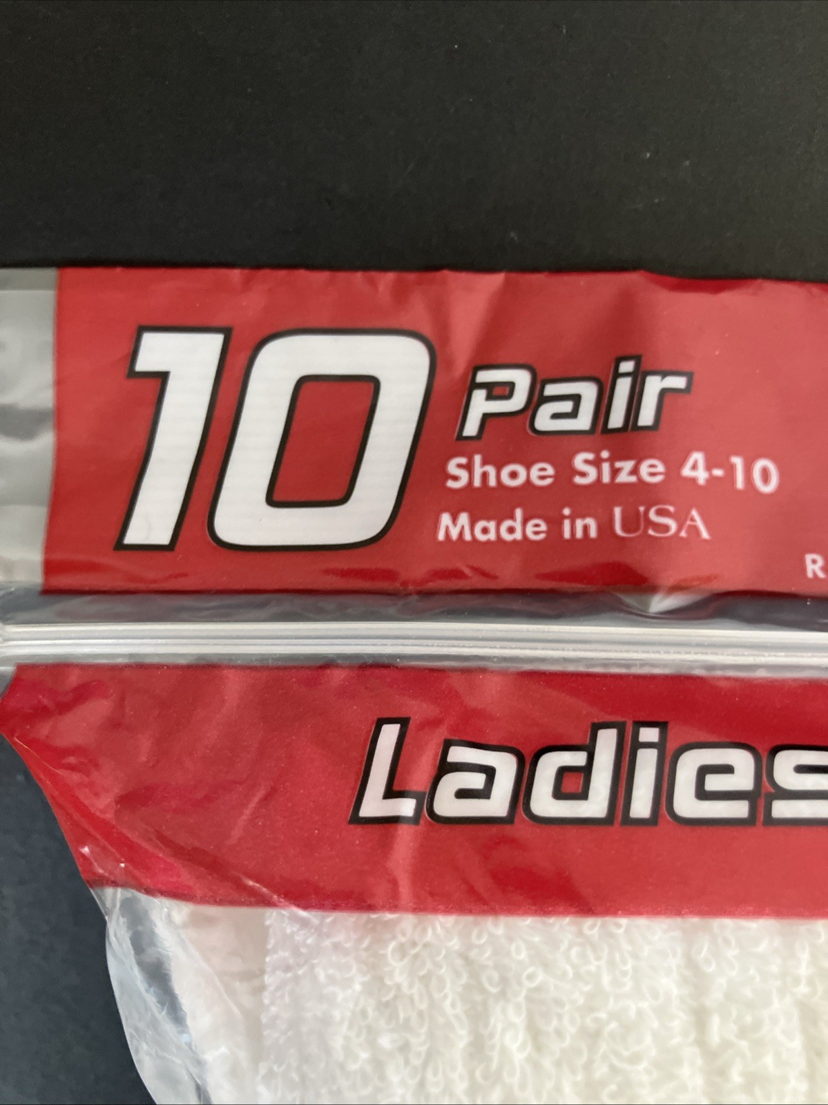 Vintage Athletech Ladies Cuff Socks Pack of 10 White Cushion Sock Size 9-11 USA