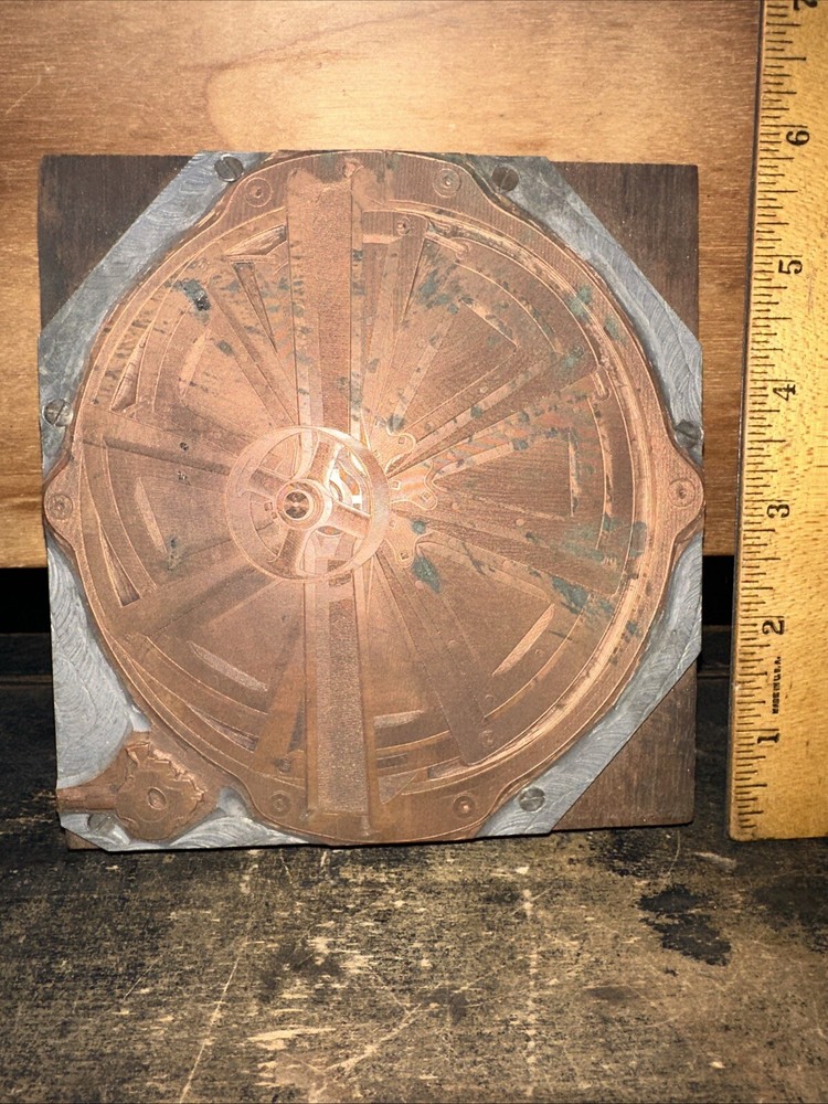 Printing Block ( Old Machine Turbine Wheel )?? Copper Face