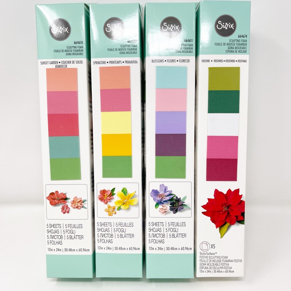 Sizzix Surfacez Sculpting Foam Bundle 4 Pack Festive Spring Summer