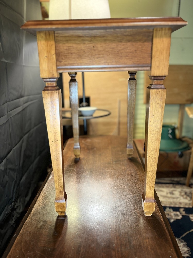 Vintage Solid Cherry Side Table w/ elt-Lined Drawer | Colonial Revival c.1935–45