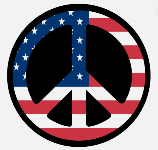 Peace symbol logo USA flag Sticker Decal XV