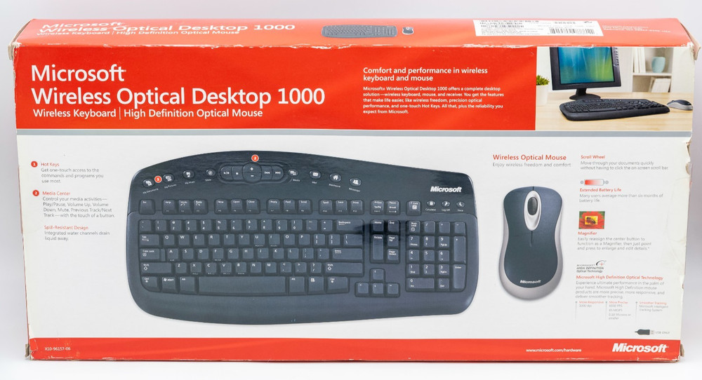 Microsoft Wireless Optical Desktop 1000 Keyboard & Mouse - OPEN BOX