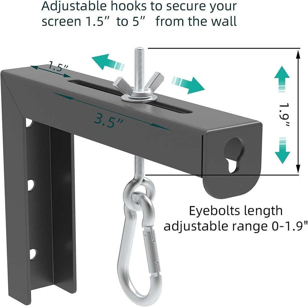 Universal Projector Screen L-Bracket Wall Hanging Mount 6 inch Adjustable