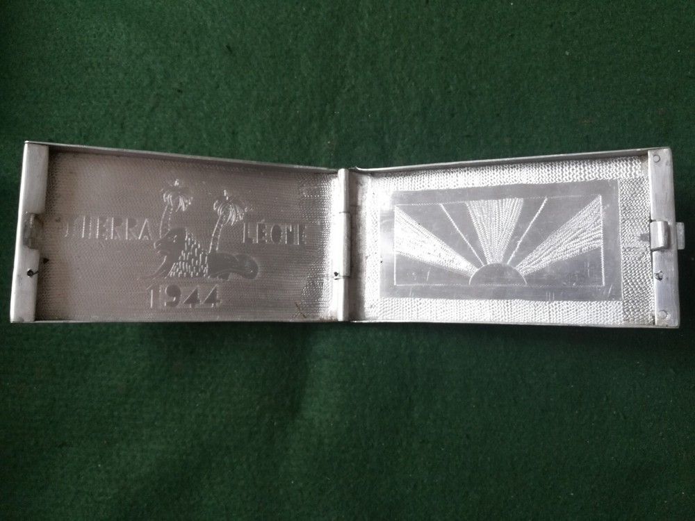 Trench Art Alluminium Cigarette Case Sierra Leone 1944.