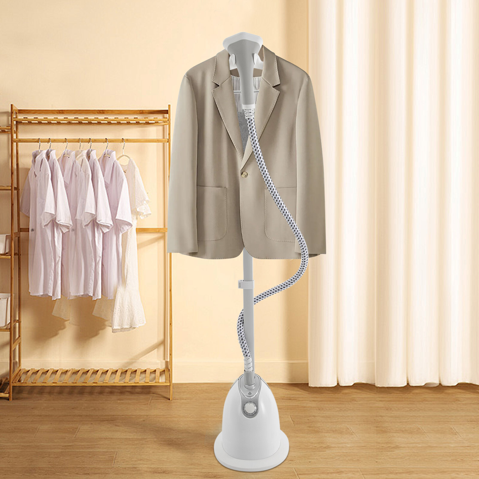 1350W White Professional Standing Garment Steamer w/Ironing Board&Garment Hanger