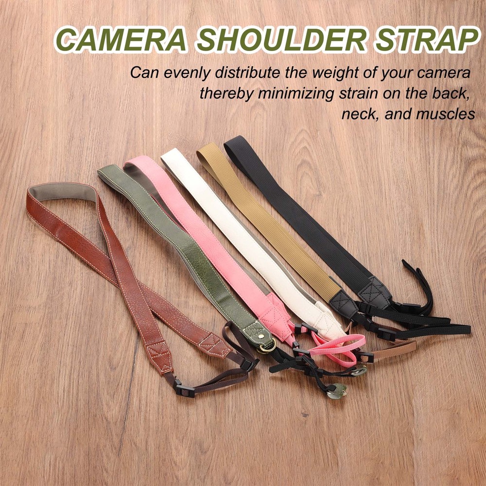 Camera Strap, PU Leather Adjustable Camera Neck Strap Brown