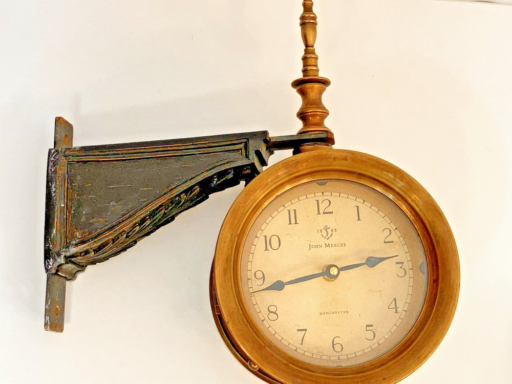 Timeworks Two Sided Nautical Wall Clock Brass Repro