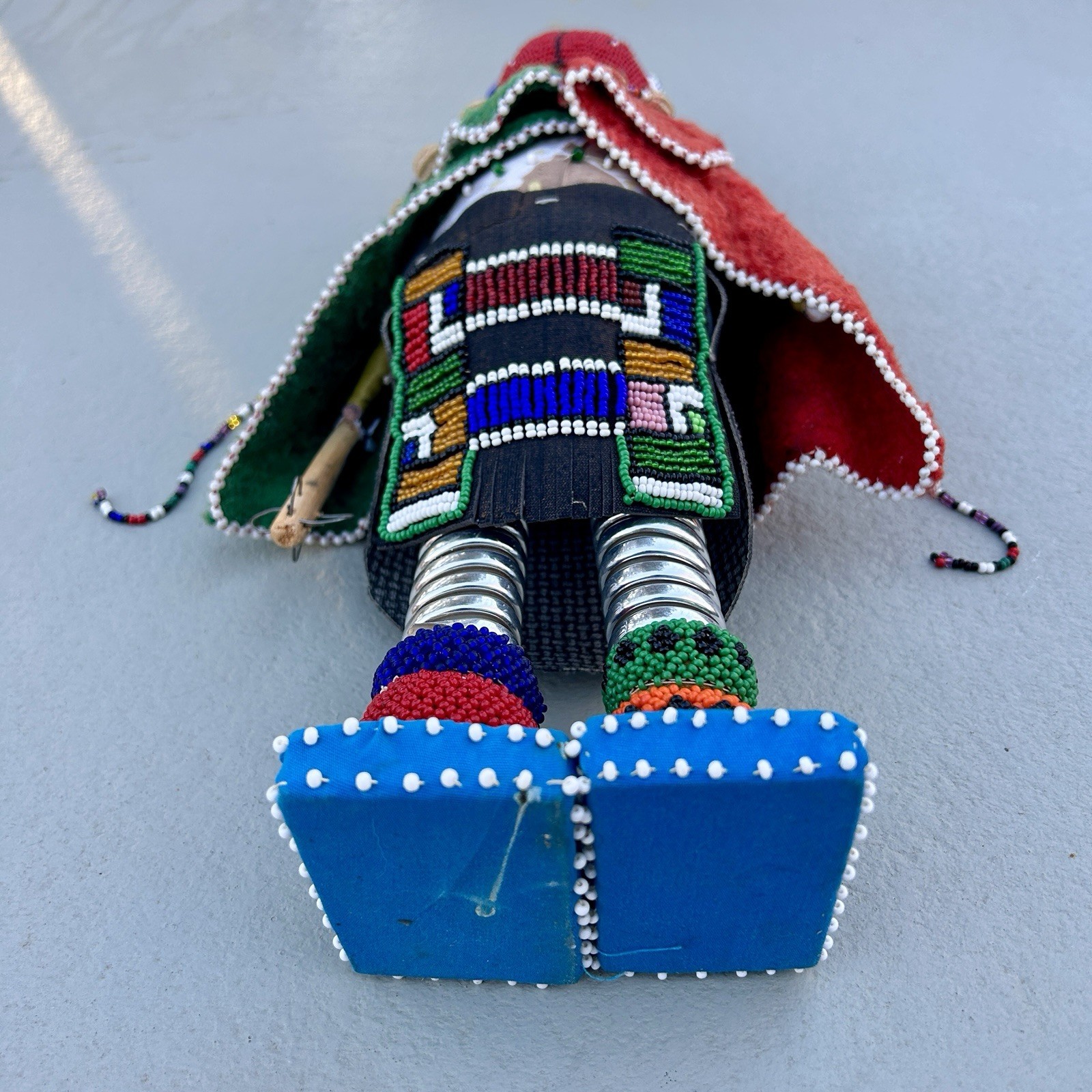 Ndebele Beaded Fertility Doll with Neck Rings South Africa 1990s Vintage 15¼″