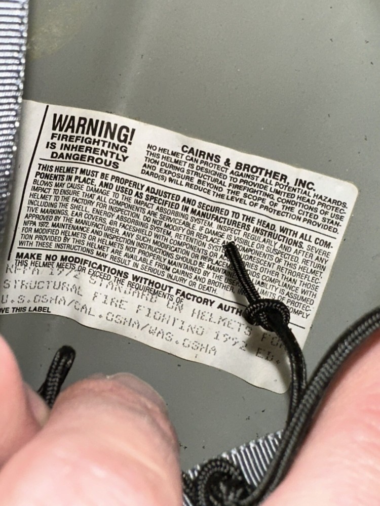 Cairns & Brothers fire helmet