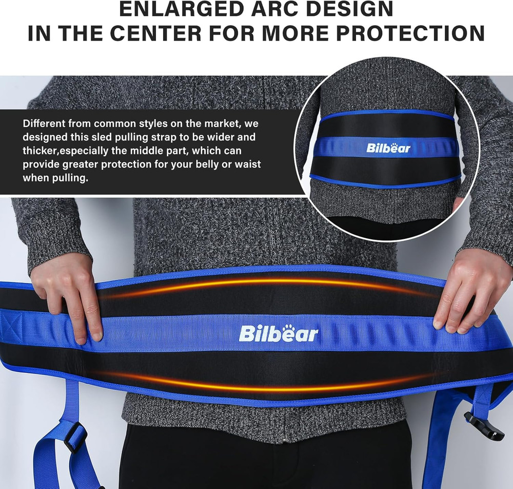 Sled Pulling Belt,Adjustable Sled Training Waist Belt, Belt for Pulling with 2 P