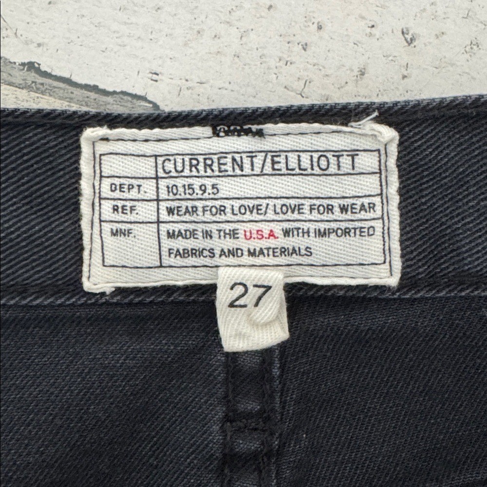 Current/Elliott Black Button fly Denim Jean Skirt Raw Hem - Size 27