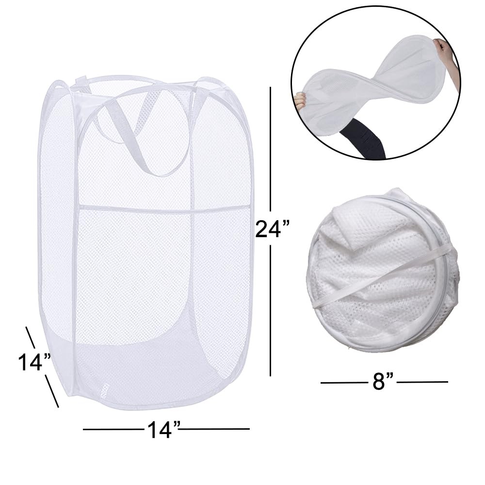 2 Pack Mesh Pop Up Laundry Baskets Collapsible Laundry Hampers Foldable Cloth...