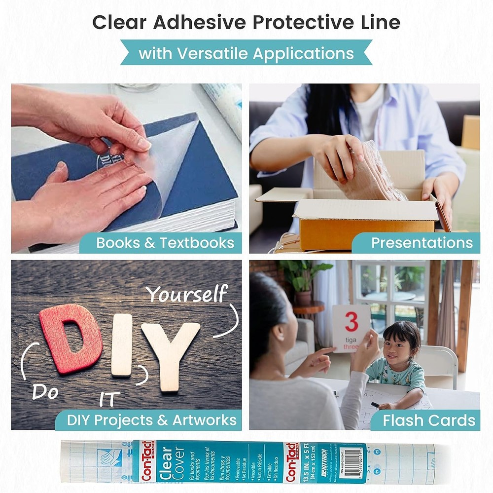 Versatile Self-Adhesive Book Cover Protective Liner – 60'' Long Roll
