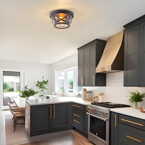 Flush Mount Ceiling Light Fixtures, 2-Light Ceiling Mount for Industrial Bronze