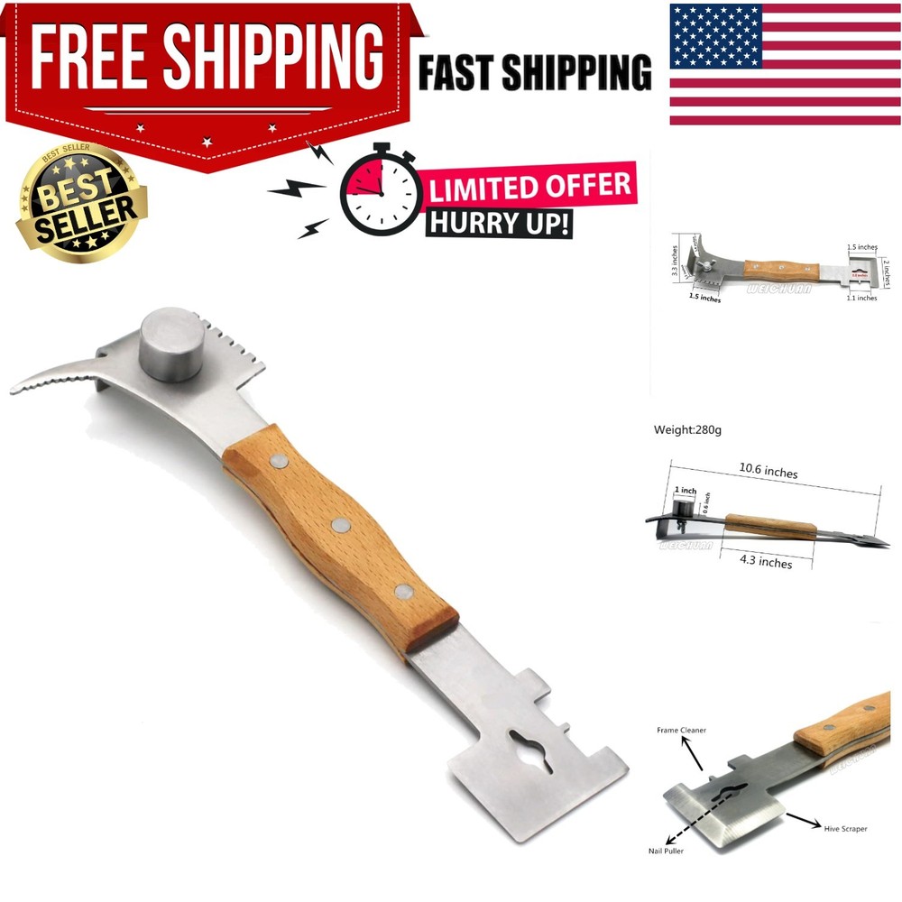 Efficient Hive Maintenance Tool: Multifunction Stainless Steel Beekeeper Scraper