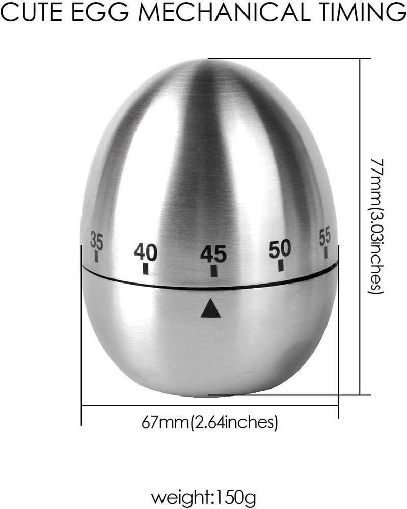 Chic Mechanical Egg Timer - Elegant 60-Minute Stainless Steel Kitchen Accessory