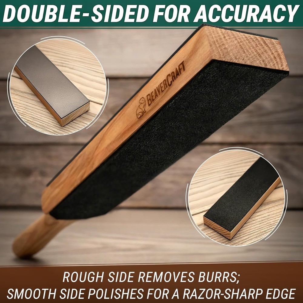 Leather Strop Knife Sharpening Dual-Sided Knife Strop W/ Stropping Compound Kit