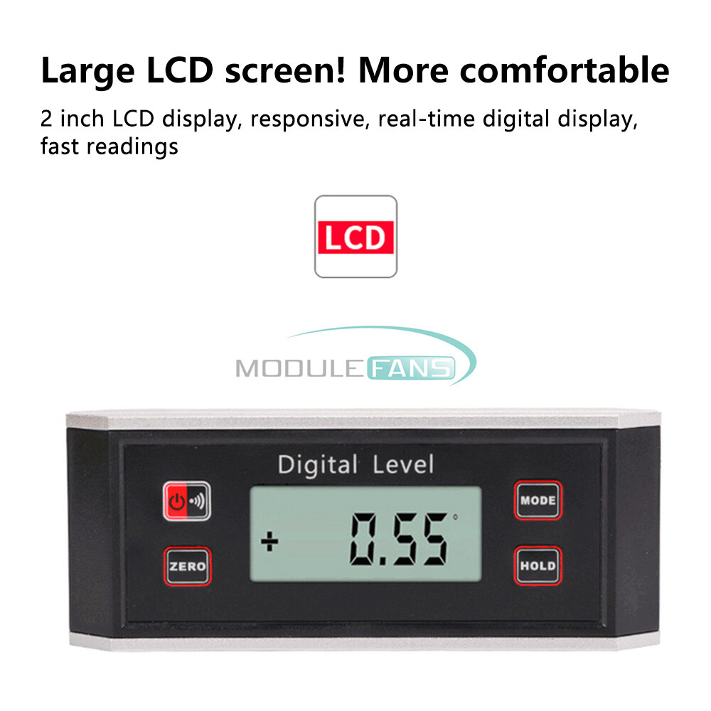 Digital LCD Inclinometer Level Box Protractor Angle Finder Bevel Gauge 4*90°