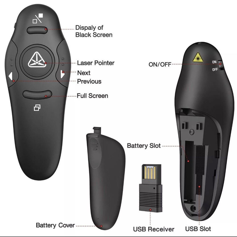 Power point Presentation Remote Wireless USB PPT Presenter Laser PointerClicker