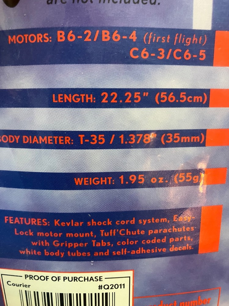 Quest Courier Egglofter Flying Model Rocket Kit - Sealed