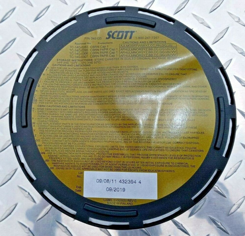 Evo Military 40mm NATO Gas Mask Kit w 2 Sealed Scott CBRN Filters, Pouch & Hood