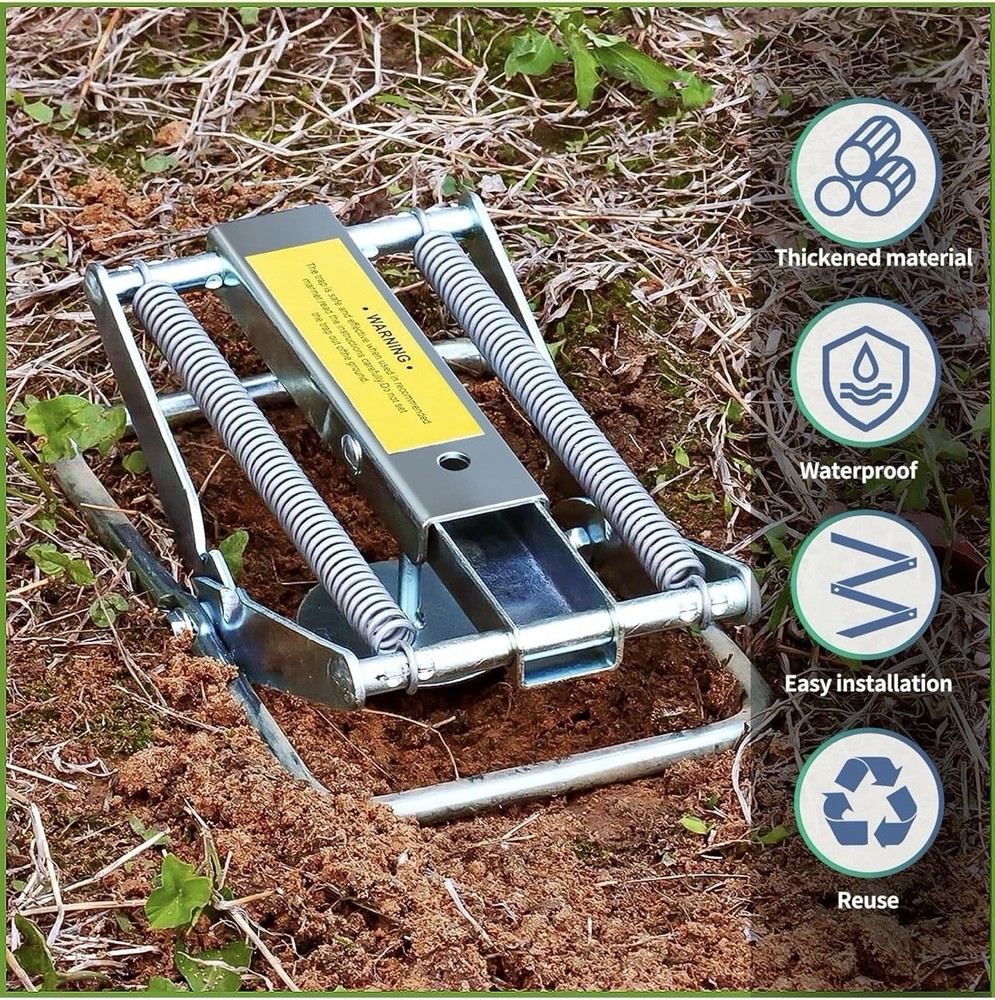 Easy Set Mole Eliminator Trap, Mole and Gopher Trap, Galvanized Steel Mole 2 p..