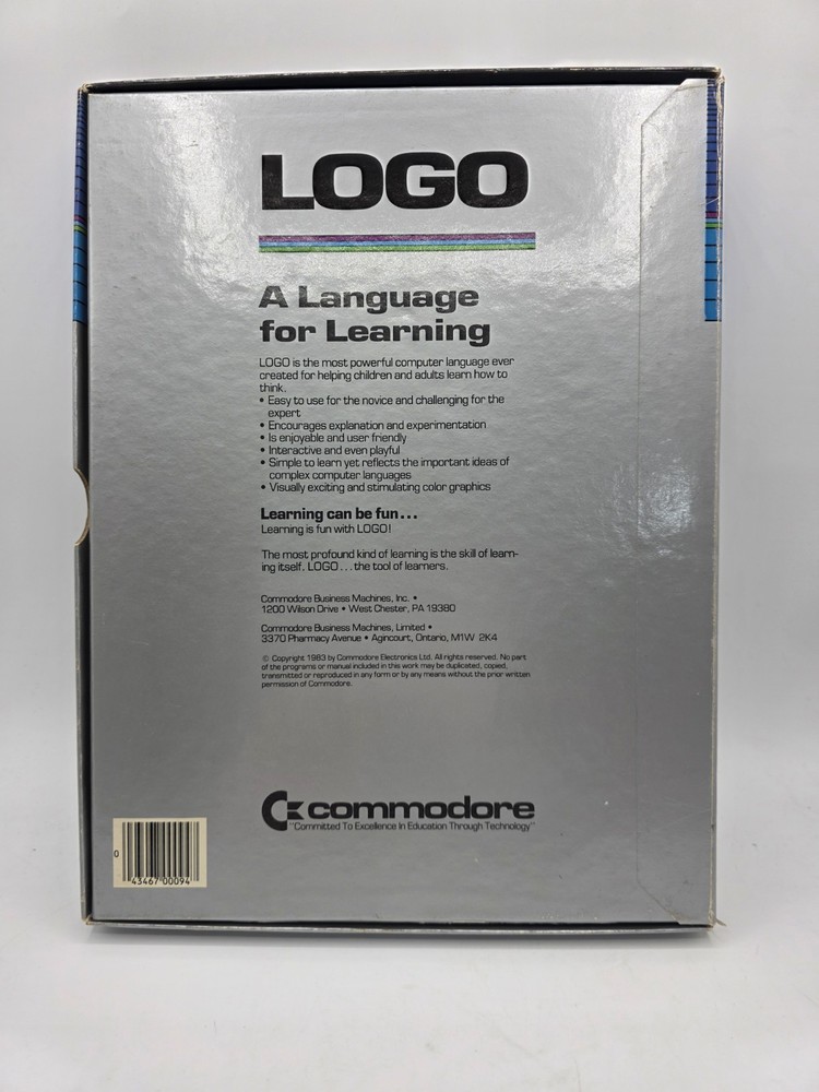 Vintage LOGO Programing Language Commodore 64 Floppy Rare Cib