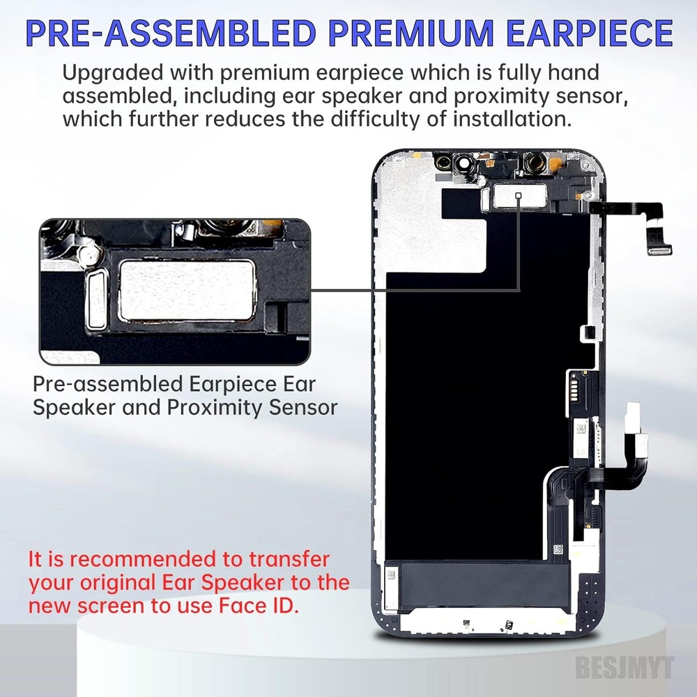 For iPhone 12 12 Pro Screen Replacement 6.1" with Ear Speaker Proximity Sensor