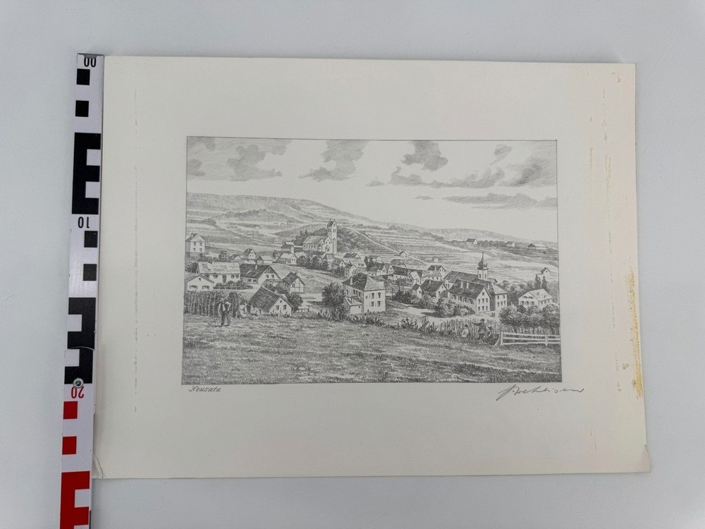 * HEINZ WEHLISCH DRAWING NEW SET VIEW SIGNED