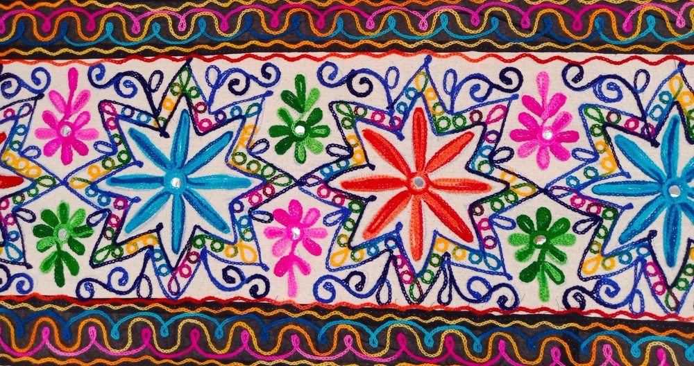 Multicolor Floral Embroidered Table Runner or Wall Hanging, Home Decor, Handmade