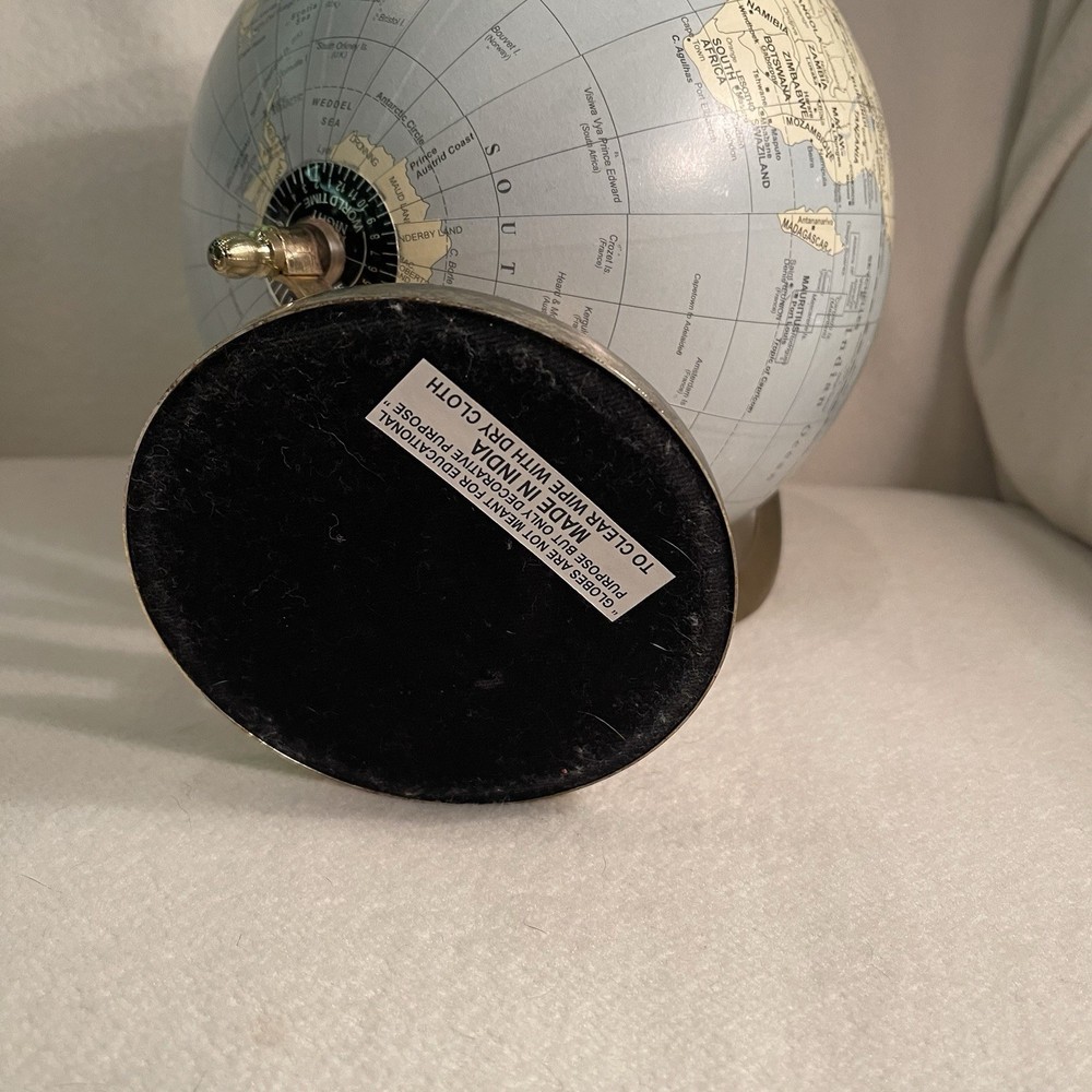 Vtg World Globe With Brass Stand
