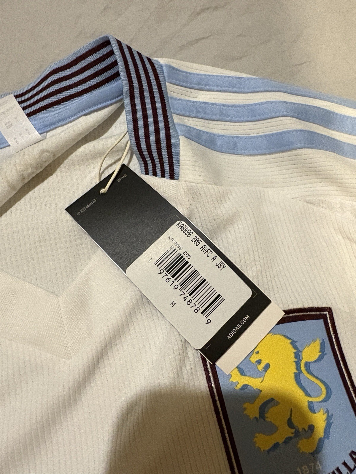 2024-25 Aston Villa Away Kit Jersey Adidas Mens Medium Brand New with Tags White