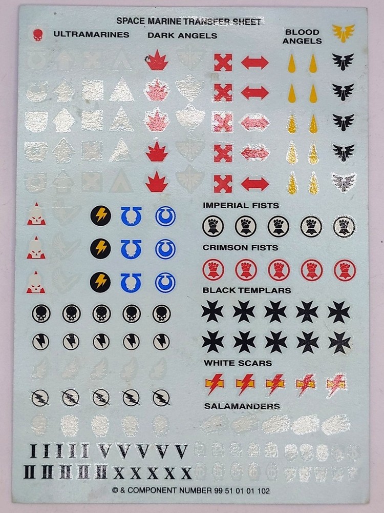 Warhammer 40k Transfer sheet Space Marines 2000s