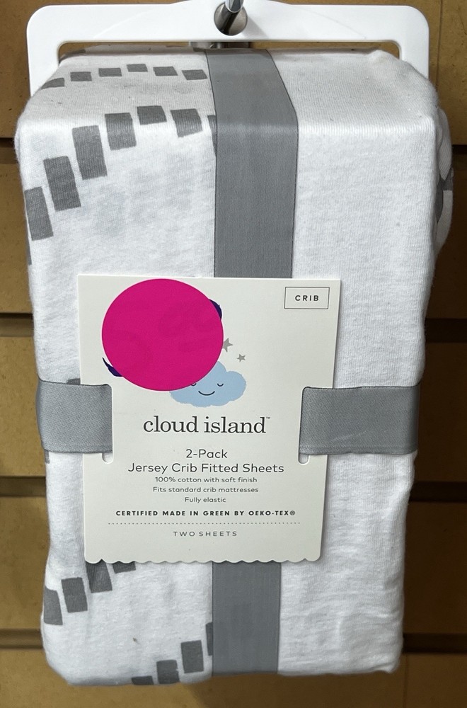 Cloud Island Jersey Crib Fitted Sheets 2–pack Grey Chevron-NWT