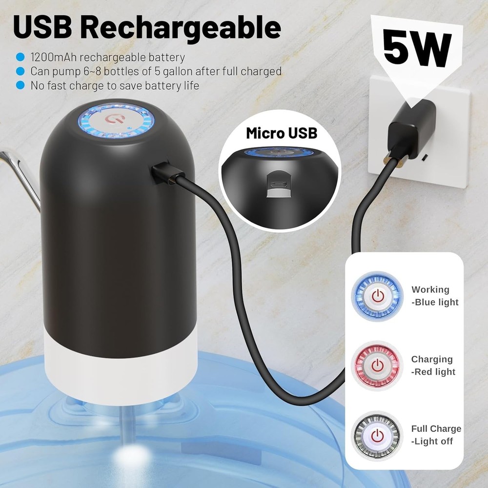 Compact Electric Water Pump for 3-5 Gallon Bottles - Automatic Shut-Off Feature